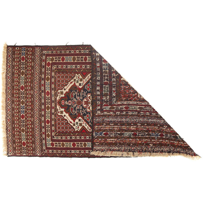 Afghan Maliki Kilim Rug 3'6" x 6'2" Flat-Weave detail