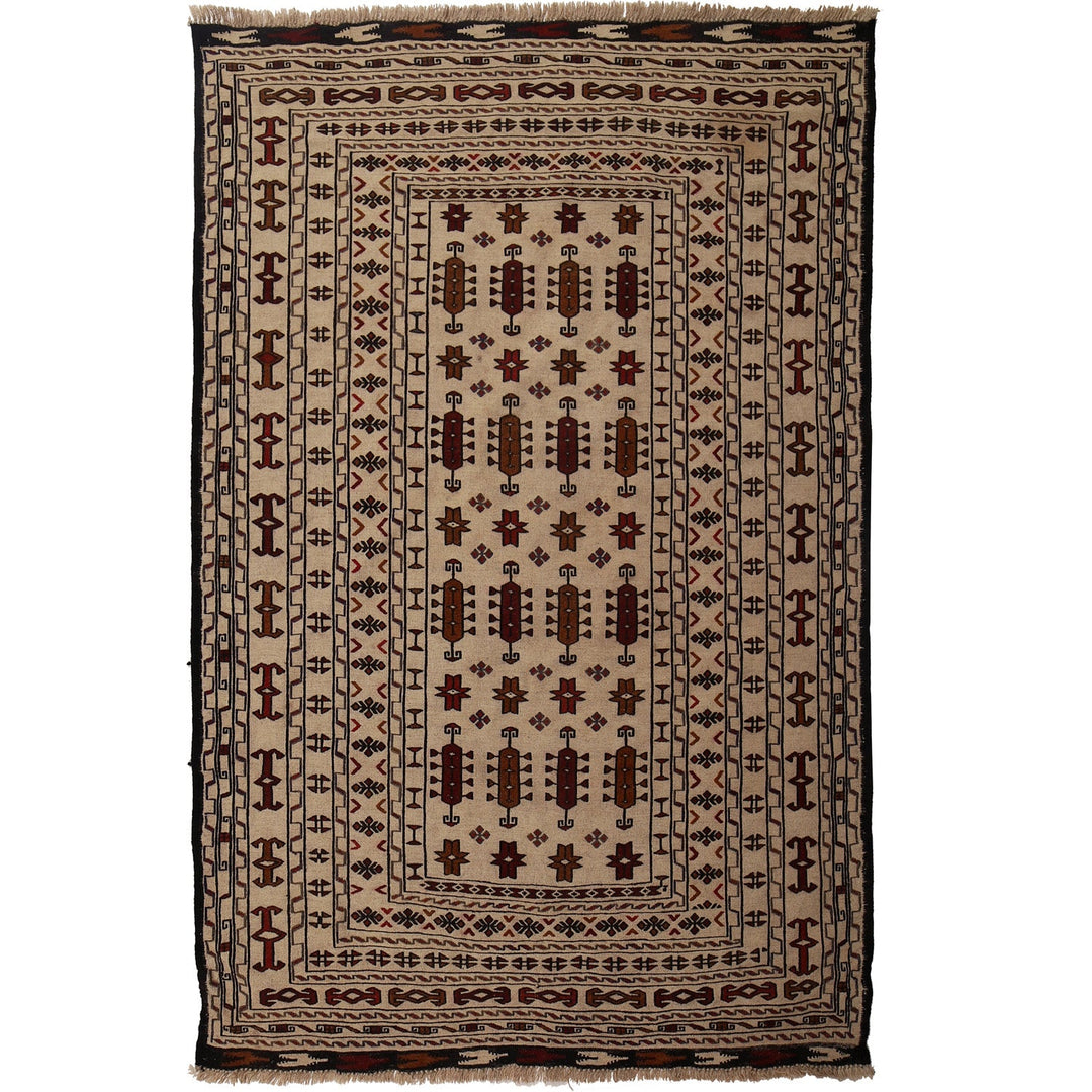 Afghan Soumak Kilim Rug 4'1" x 6'" Flat-Weave