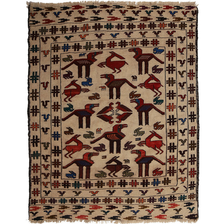 Soumak Kilim 4' 4" x 5' 3" - No. AL74520