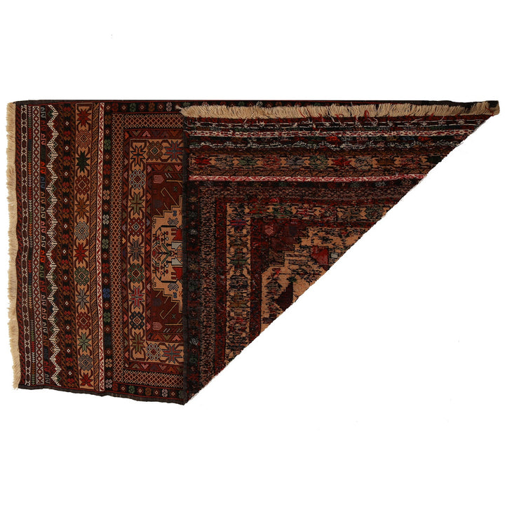 Afghan Maliki Kilim Rug 4'1" x 6'2" Flat-Weave detail