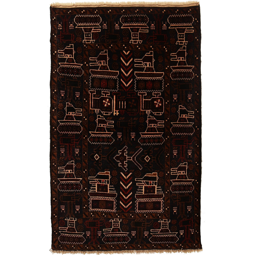 Afghan War Rug 2'7" x 4'4" Hand-Knotted