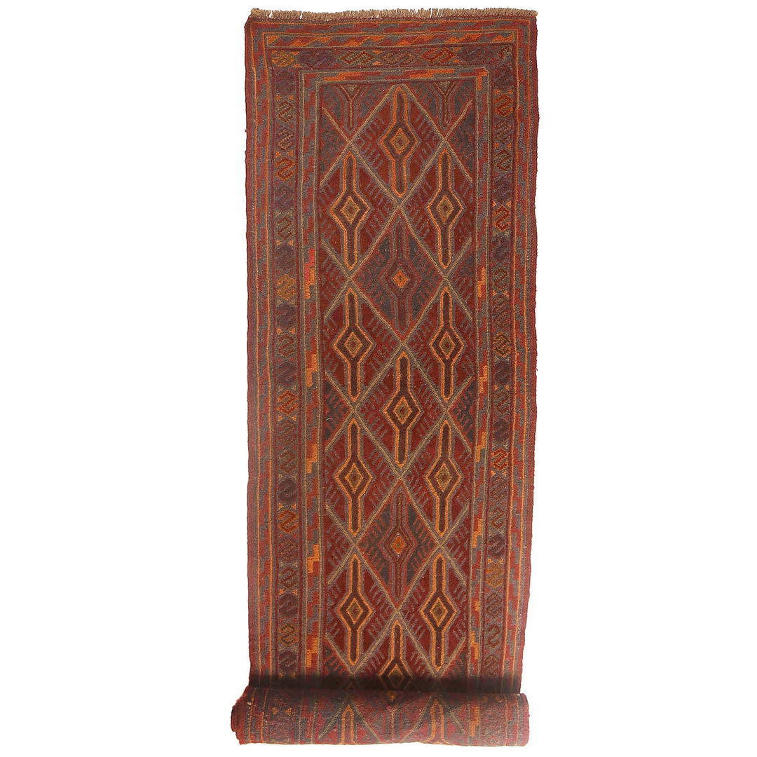 Afghan Mashwani Rug 2'5" x 12'2" Hand-Knotted