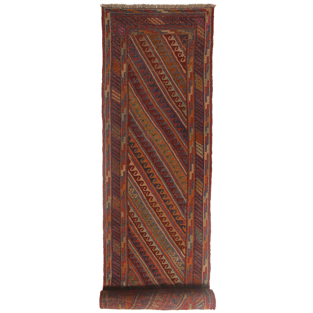 Afghan Mashwani Rug 2'6" x 12'3" Hand-Knotted