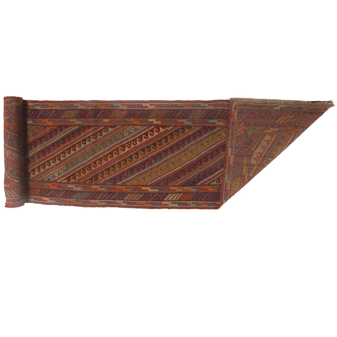 Afghan Mashwani Rug 2'6" x 12'3" Hand-Knotted detail
