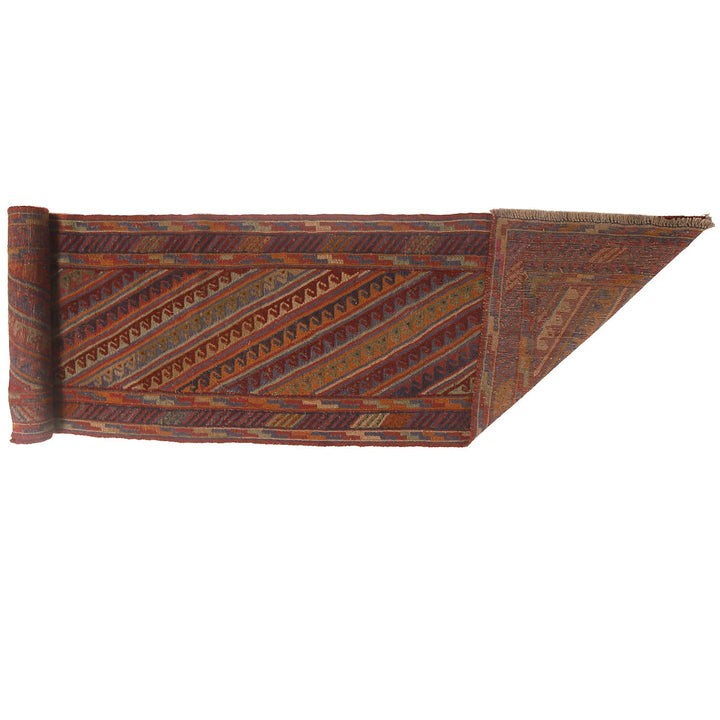 Afghan Mashwani Rug 2'6" x 12'3" Hand-Knotted detail