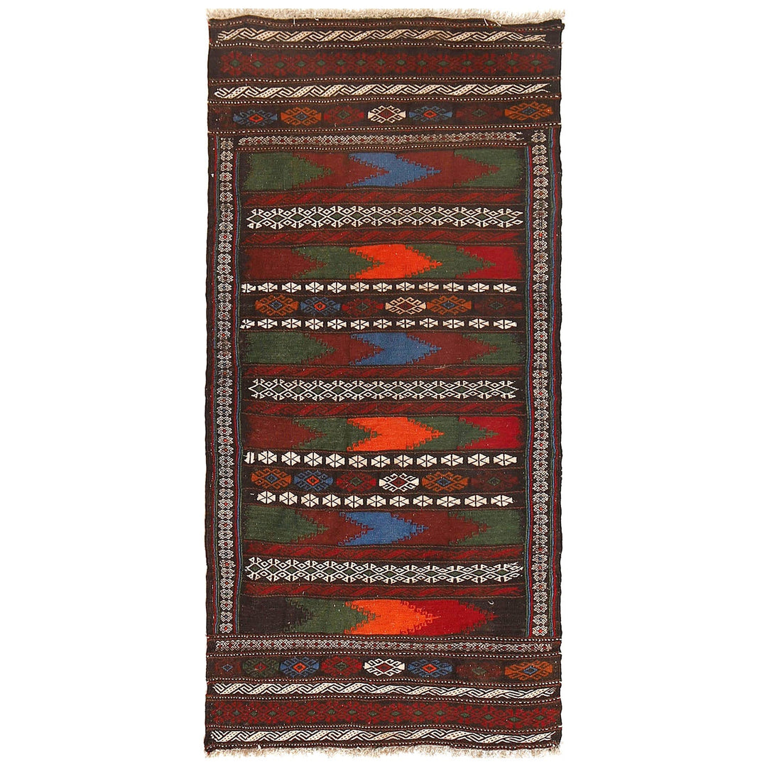 Afghan Sufra Kilim Rug 2'1" x 4'5" Flat-Weave