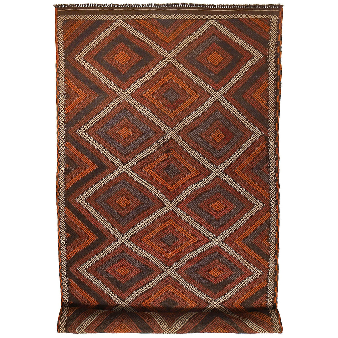 Afghan Suzuni Kilim Rug 4'8" x 11'8" Flat-Weave