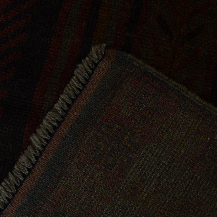 Brown Afghan Baluchi Rug 2'8" x 4'4" Hand-Knotted border