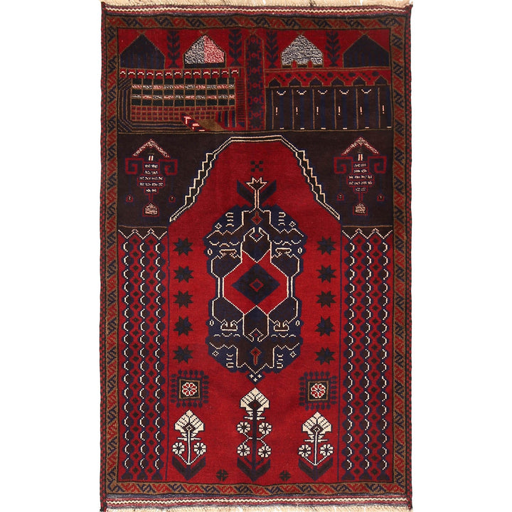 Afghan Prayer Rug 3'0" x 5'0" Hand-Knotted