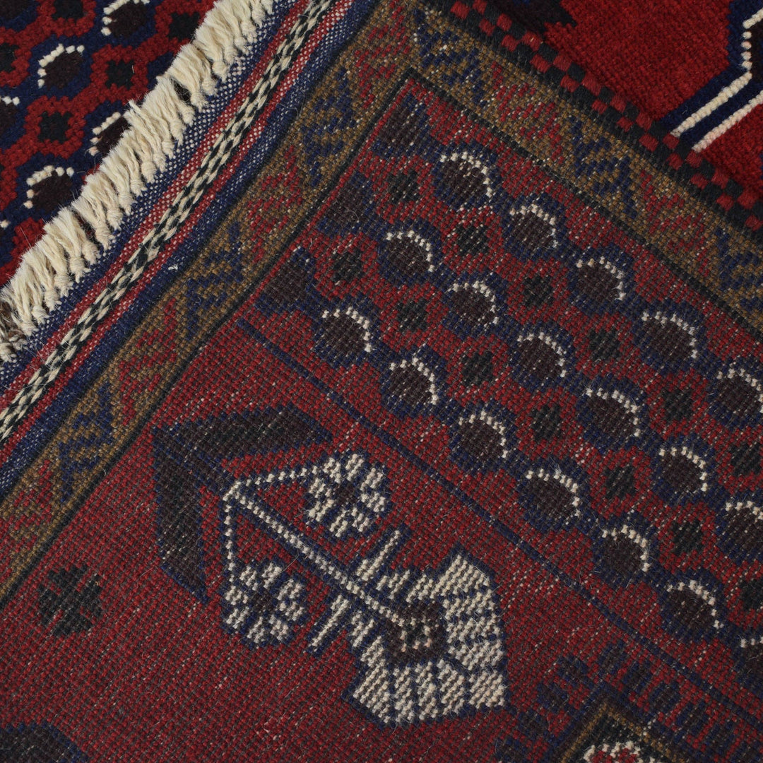 Afghan Prayer Rug 3'0" x 5'0" Hand-Knotted border