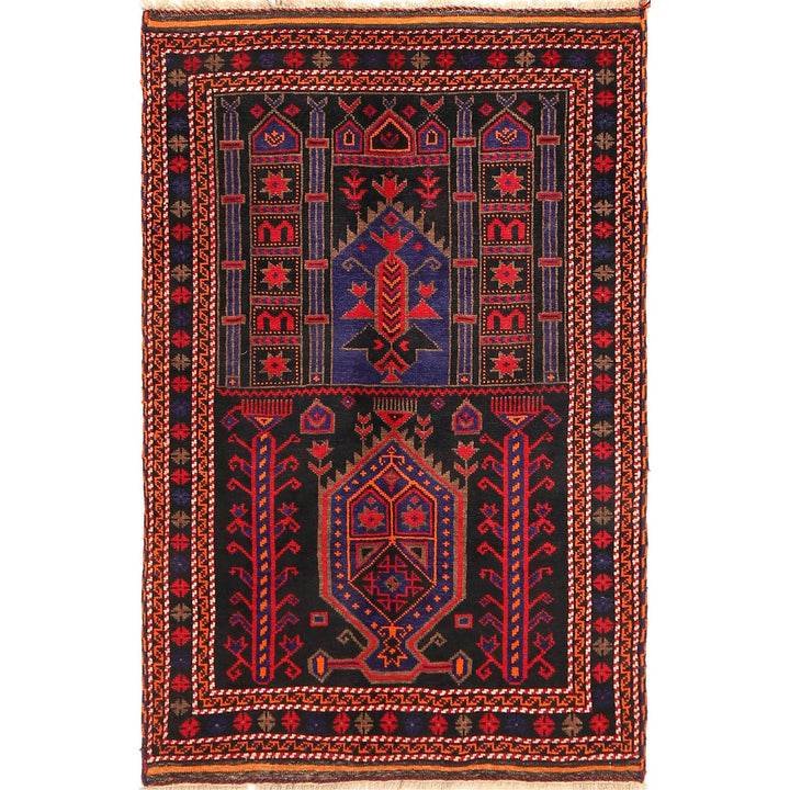 Afghan Prayer Rug 3'0" x 4'4" Hand-Knotted