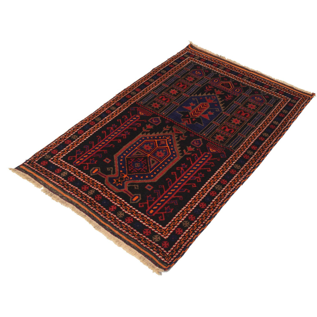 Afghan Prayer Rug 3'0" x 4'4" Hand-Knotted pattern