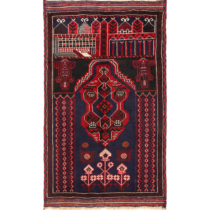 Afghan Prayer Rug 3'0" x 5'1" Hand-Knotted