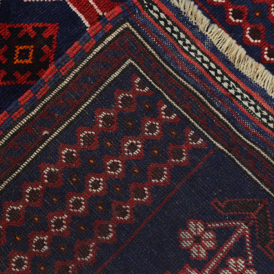 Afghan Prayer Rug 3'0" x 5'1" Hand-Knotted border