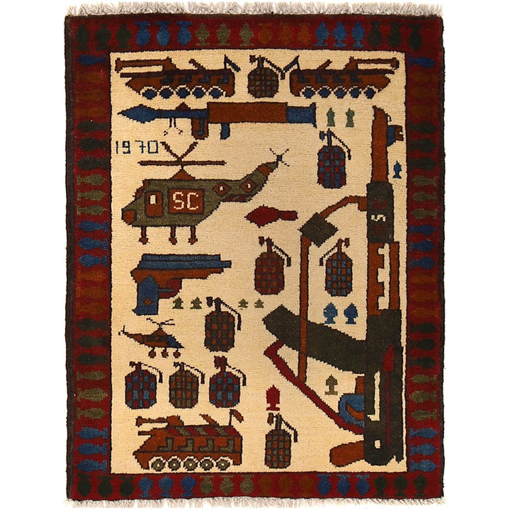 Afghan War Rug 1' 9" x 2' 8" - No. AL22495
