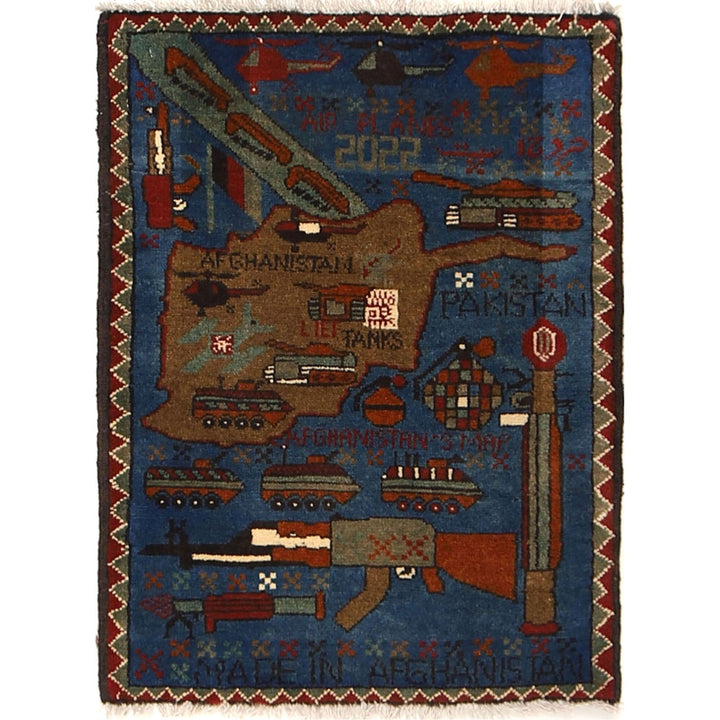 Afghan War Rug 1' 8" x 2' 4" - No. AL95616