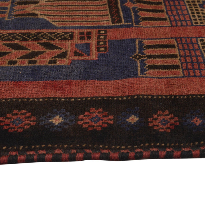 Afghan Prayer Rug 3'1" x 4'5" Hand-Knotted detail