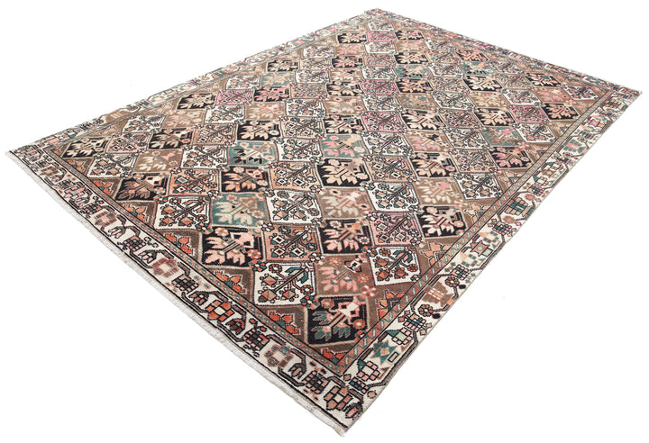 Hand Knotted Vintage Persian Bakhtiari Wool Rug 6' 7" x 9' 6" - No. AT46187