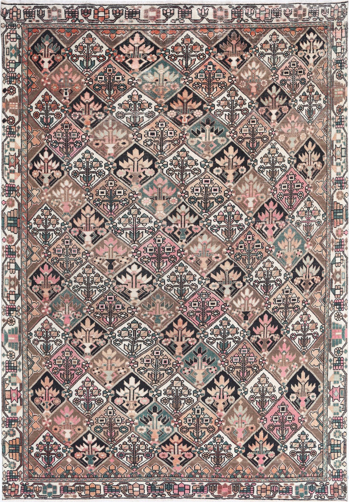 Hand Knotted Vintage Persian Bakhtiari Wool Rug 6' 7" x 9' 6" - No. AT46187