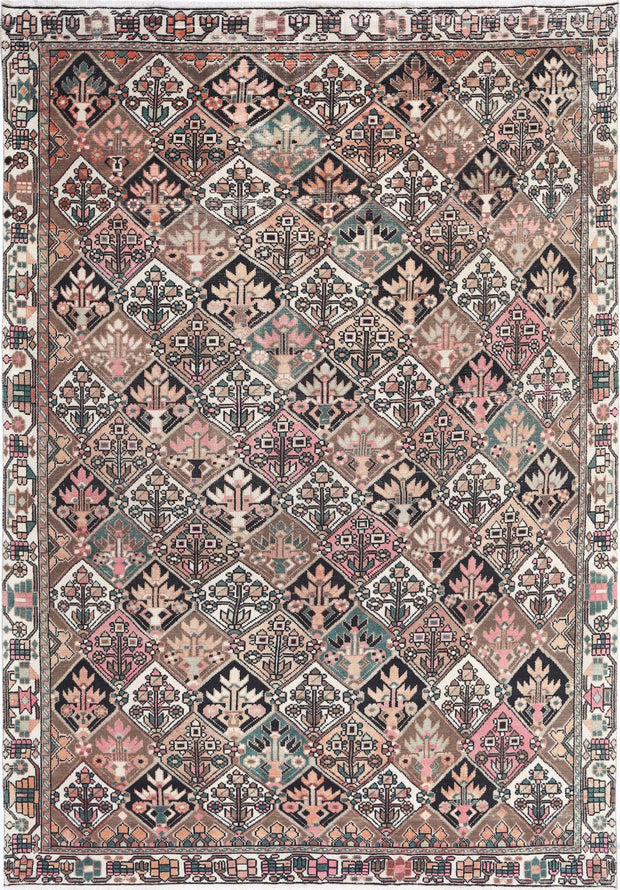 Hand Knotted Vintage Persian Bakhtiari Wool Rug 6' 7" x 9' 6" - No. AT46187