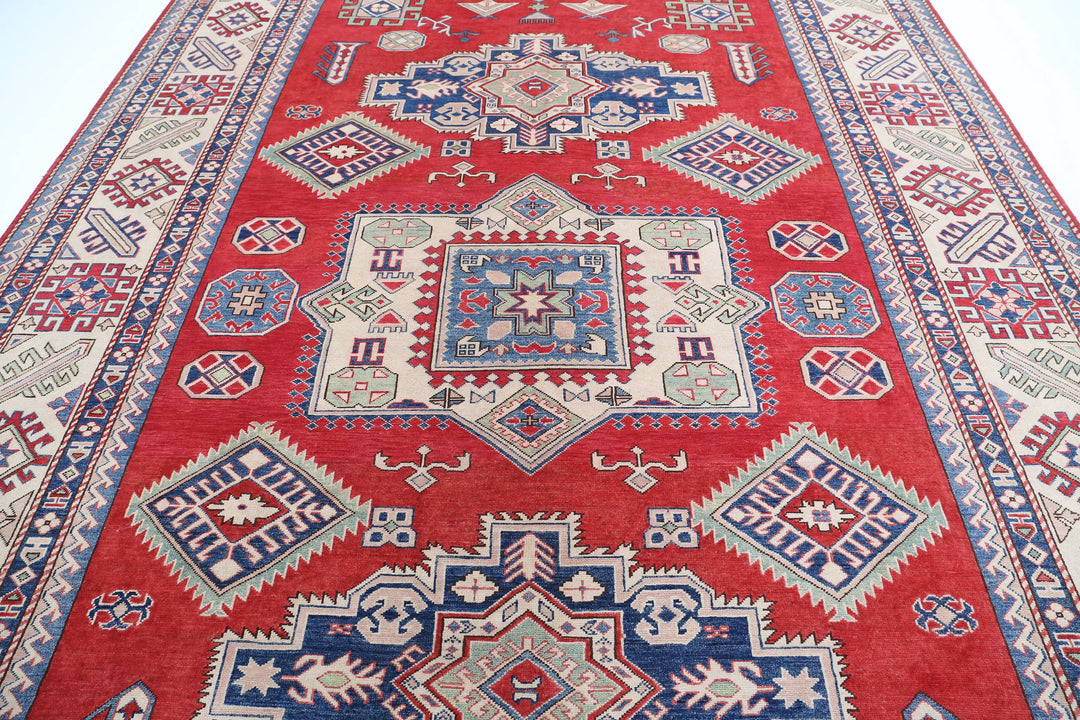Hand Knotted Tribal Kazak Wool Rug 9' 8" x 13' 6" - No. AT66025