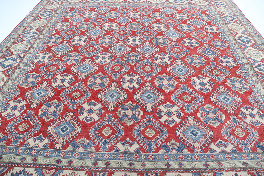 Hand Knotted Tribal Kazak Wool Rug 11' 8" x 11' 6" - No. AT18957