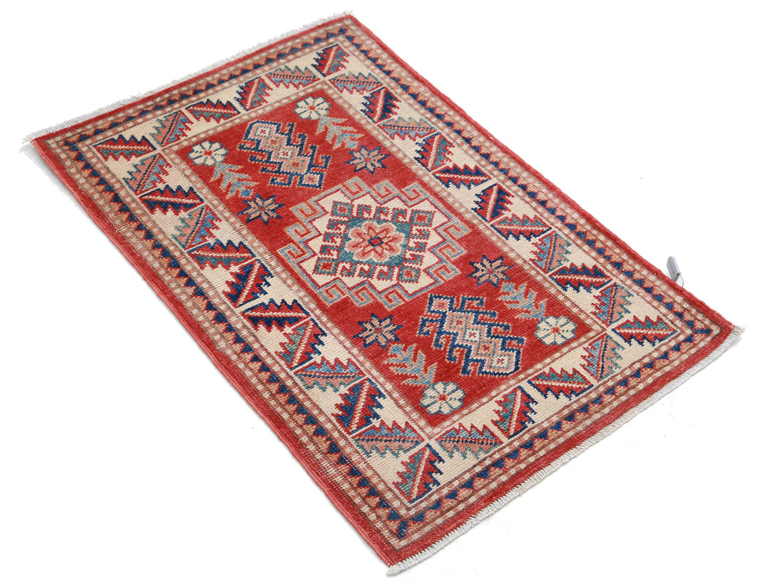 Hand Knotted Tribal Kazak Wool Rug 1' 11" x 2' 11" - No. AT27674