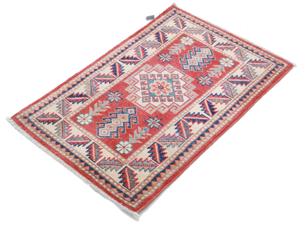 Hand Knotted Tribal Kazak Wool Rug 1' 11" x 2' 11" - No. AT27674