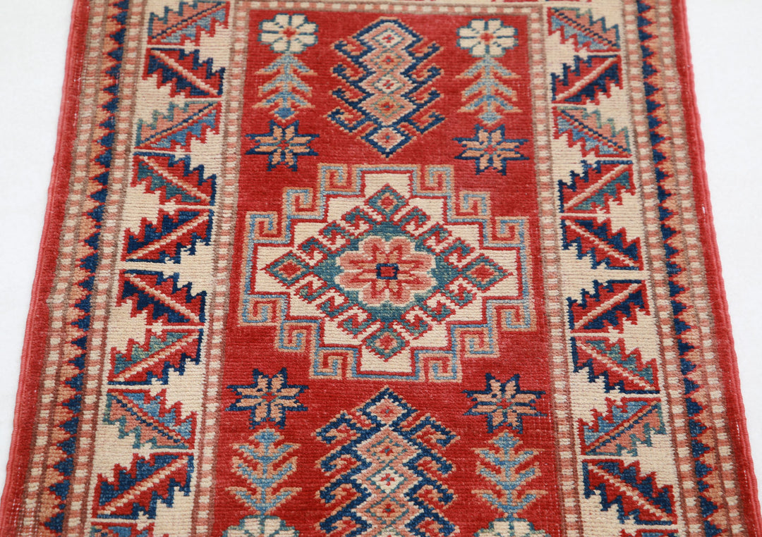 Hand Knotted Tribal Kazak Wool Rug 1' 11" x 2' 11" - No. AT27674