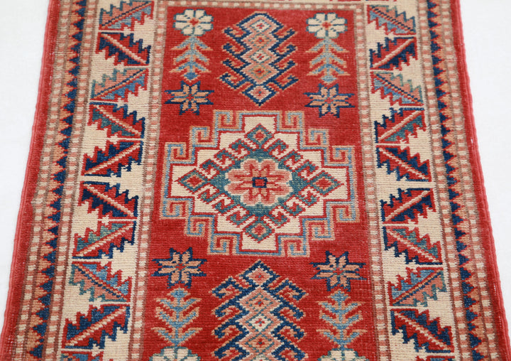 Hand Knotted Tribal Kazak Wool Rug 1' 11" x 2' 11" - No. AT27674