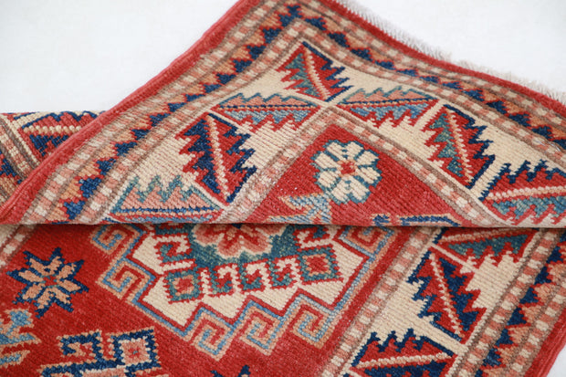 Hand Knotted Tribal Kazak Wool Rug 1' 11" x 2' 11" - No. AT27674