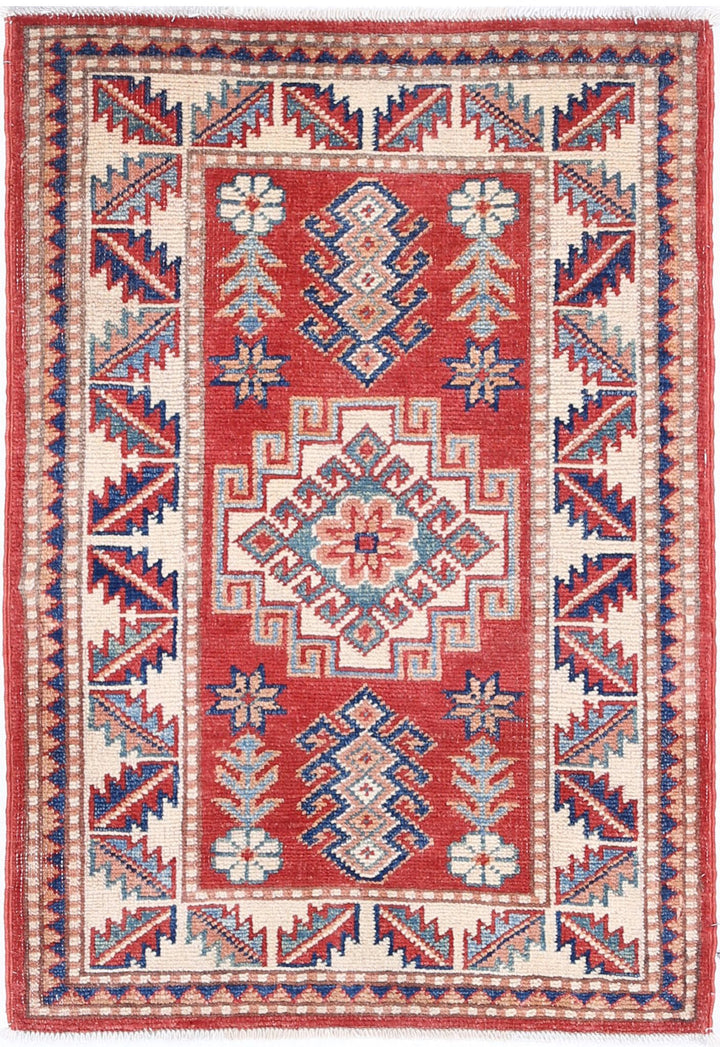 Hand Knotted Tribal Kazak Wool Rug 1' 11" x 2' 11" - No. AT27674