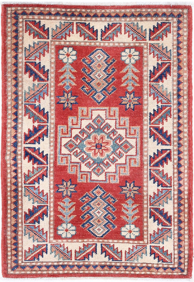Hand Knotted Tribal Kazak Wool Rug 1' 11" x 2' 11" - No. AT27674