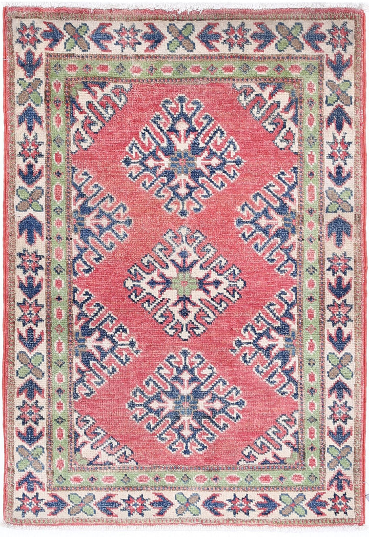 Hand Knotted Tribal Kazak Wool Rug 1' 11" x 2' 9" - No. AT43966