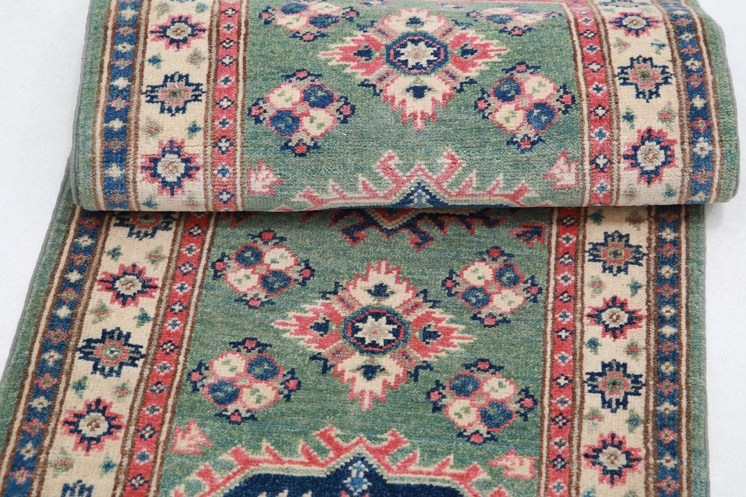 Hand Knotted Tribal Kazak Wool Rug 1' 11" x 5' 7" - No. AT83097