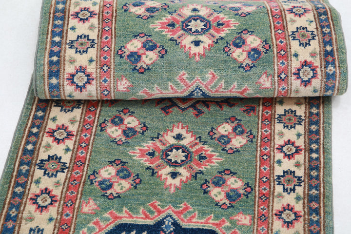 Hand Knotted Tribal Kazak Wool Rug 1' 11" x 5' 7" - No. AT83097