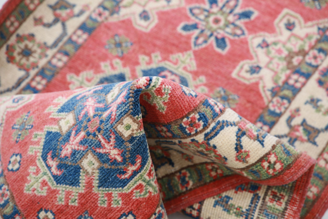 Hand Knotted Tribal Kazak Wool Rug 2' 2" x 6' 3" - No. AT91160