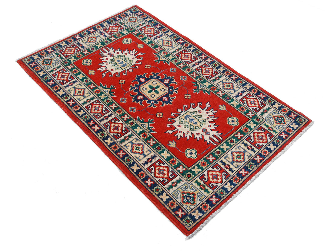 Hand Knotted Tribal Kazak Wool Rug 2' 8" x 4' 2" - No. AT12022