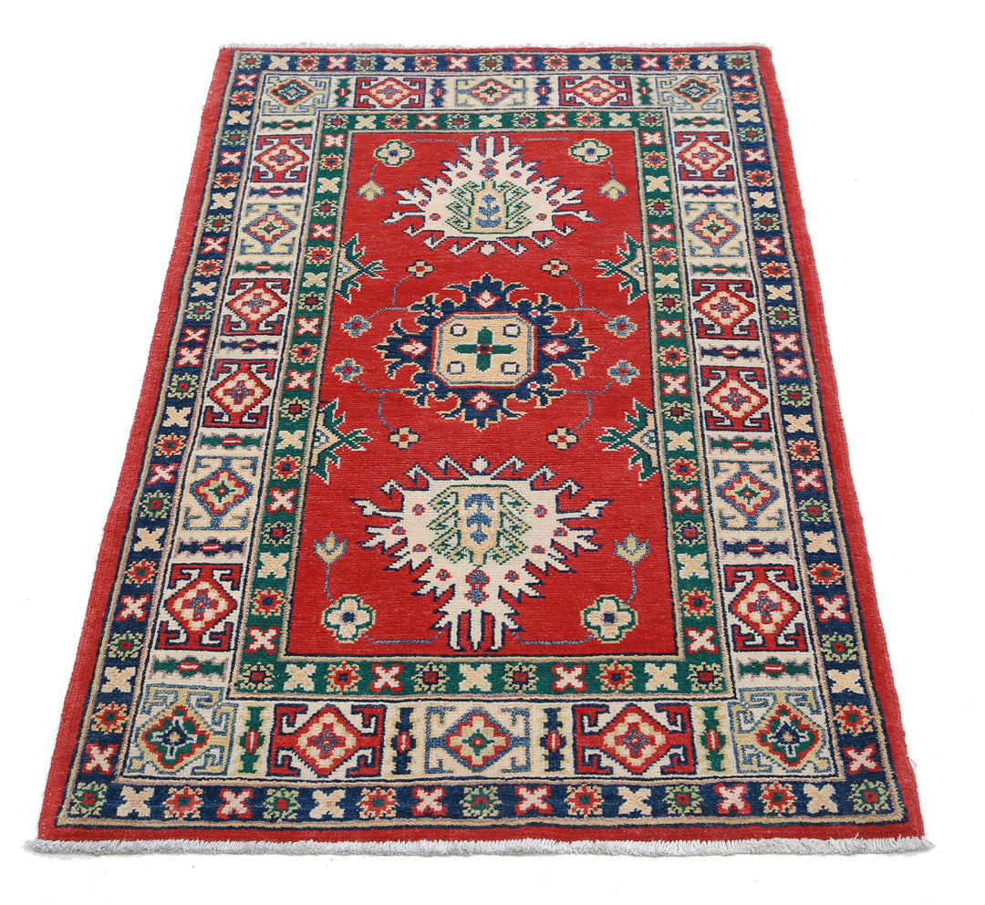Hand Knotted Tribal Kazak Wool Rug 2' 8" x 4' 2" - No. AT12022
