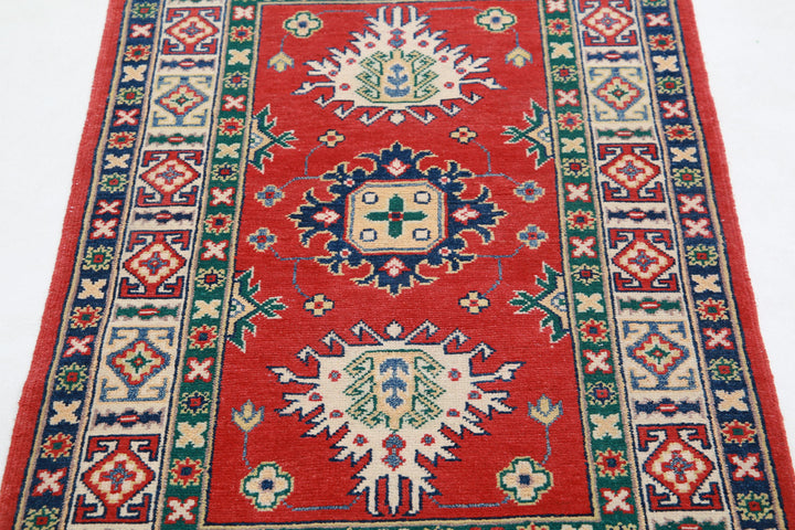 Hand Knotted Tribal Kazak Wool Rug 2' 8" x 4' 2" - No. AT12022