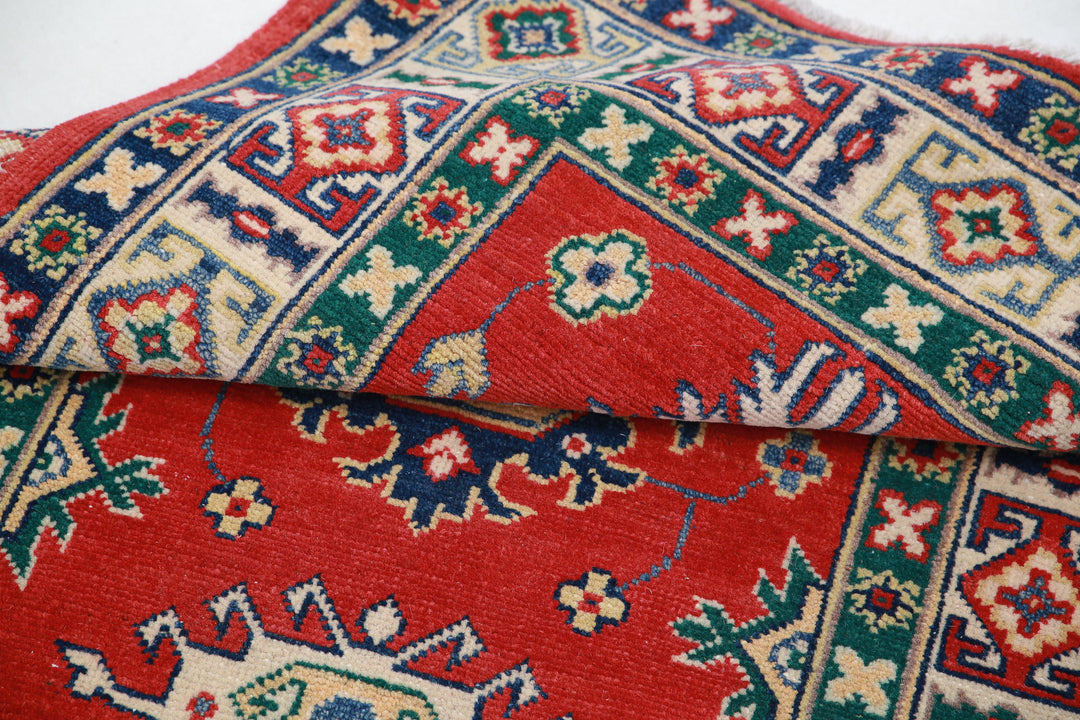 Hand Knotted Tribal Kazak Wool Rug 2' 8" x 4' 2" - No. AT12022