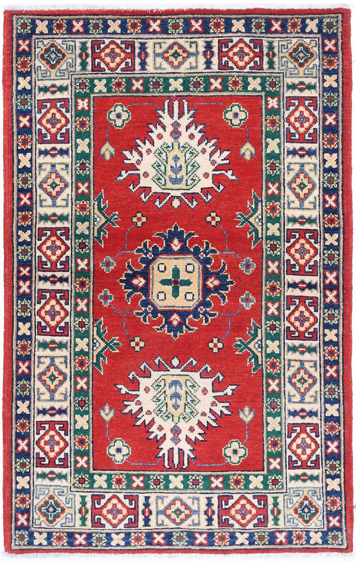 Hand Knotted Tribal Kazak Wool Rug 2' 8" x 4' 2" - No. AT12022