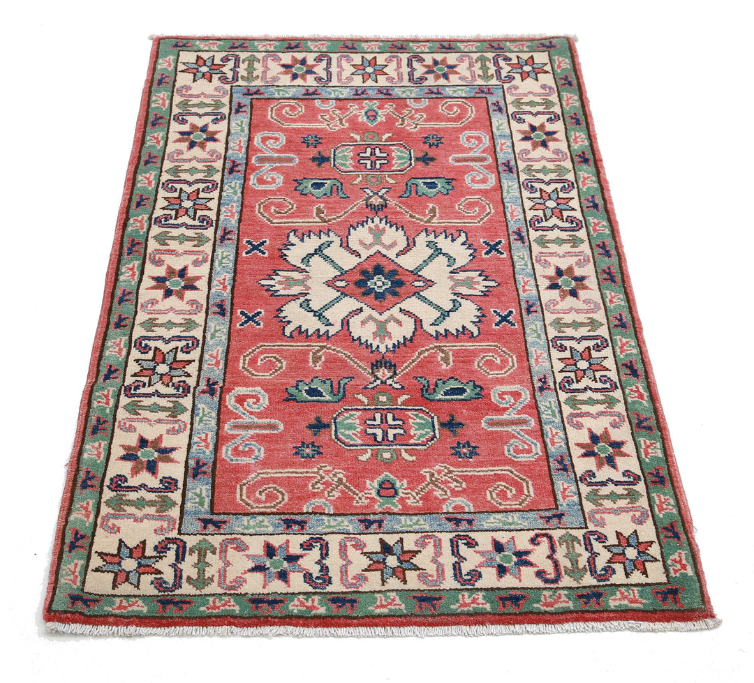 Hand Knotted Tribal Kazak Wool Rug 2' 7" x 3' 11" - No. AT17624
