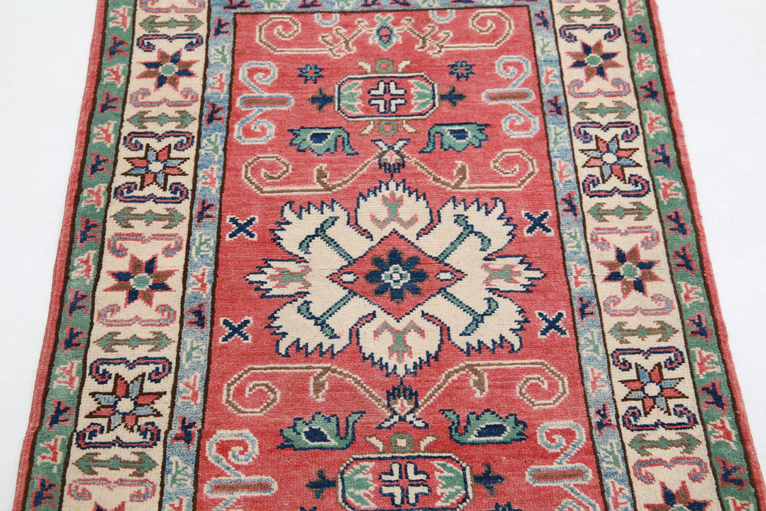 Hand Knotted Tribal Kazak Wool Rug 2' 7" x 3' 11" - No. AT17624
