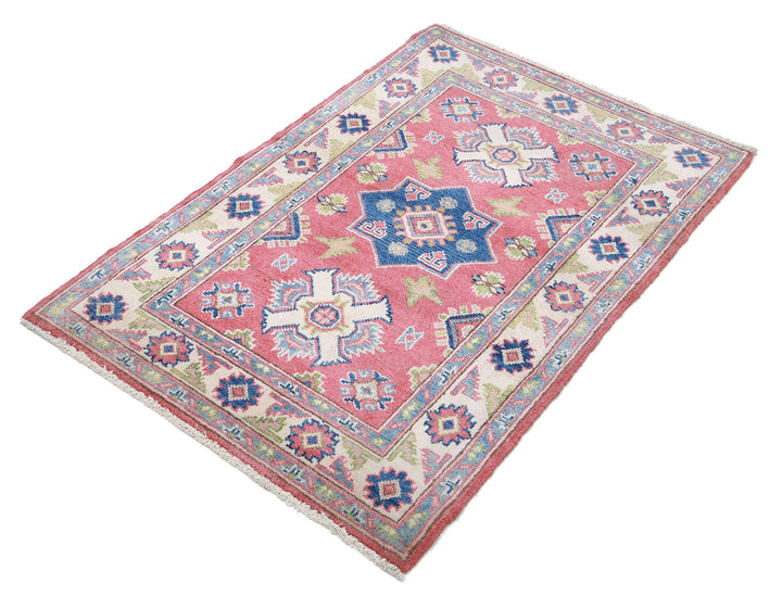 Hand Knotted Tribal Kazak Wool Rug 2' 7" x 3' 11" - No. AT91265