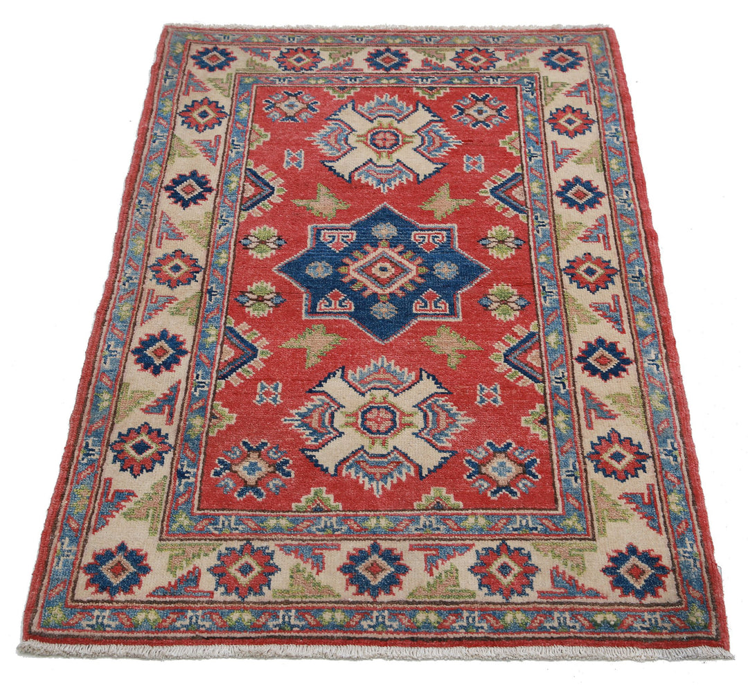 Hand Knotted Tribal Kazak Wool Rug 2' 7" x 3' 11" - No. AT91265