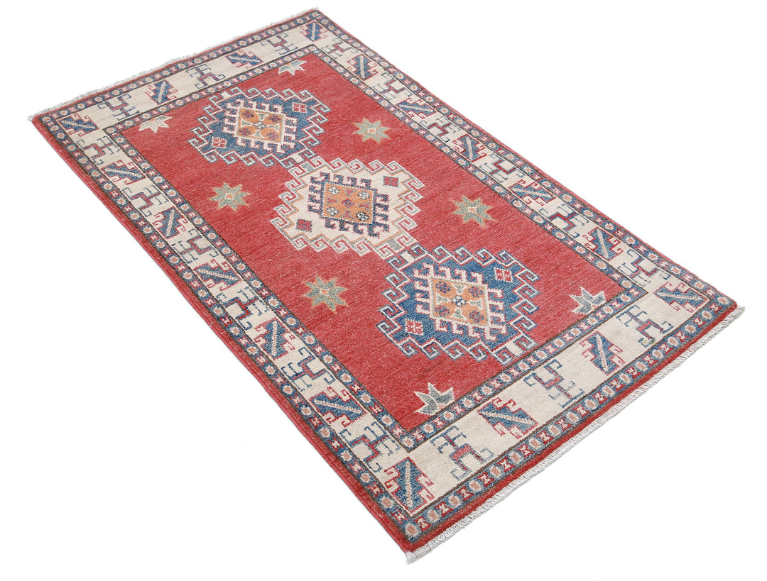 Hand Knotted Tribal Kazak Wool Rug 2' 6" x 4' 5" - No. AT27919