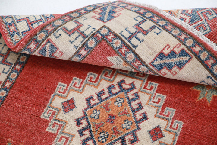 Hand Knotted Tribal Kazak Wool Rug 2' 6" x 4' 5" - No. AT27919