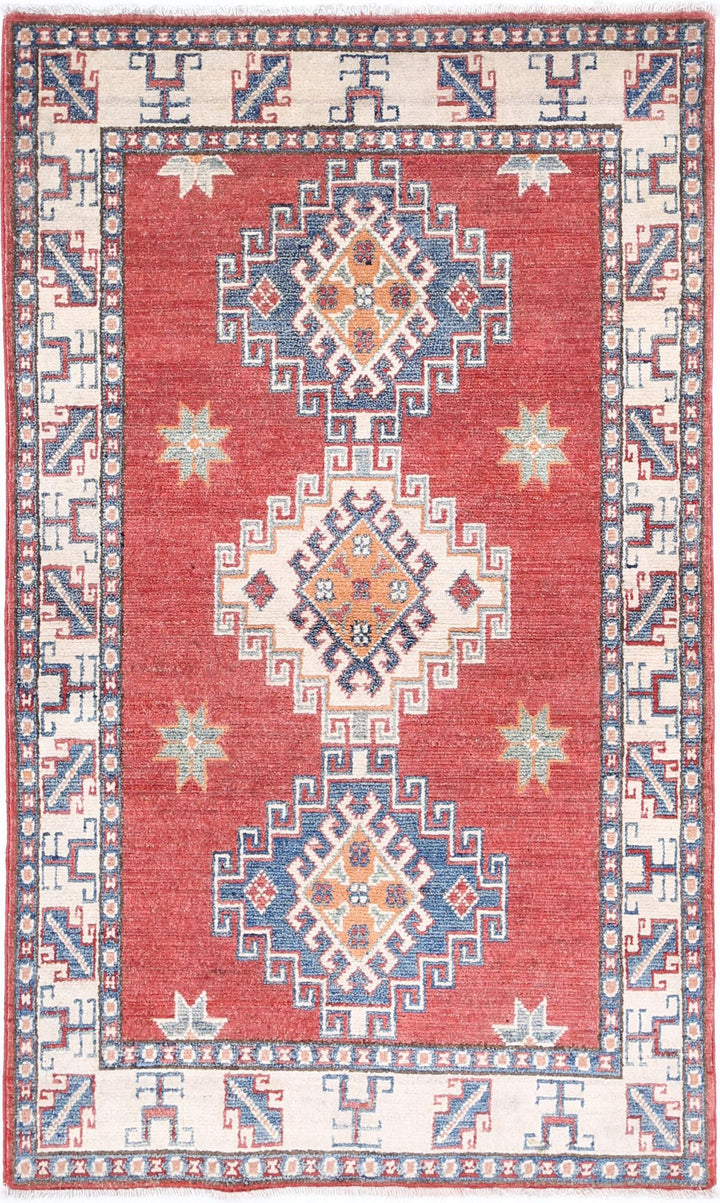 Hand Knotted Tribal Kazak Wool Rug 2' 6" x 4' 5" - No. AT27919