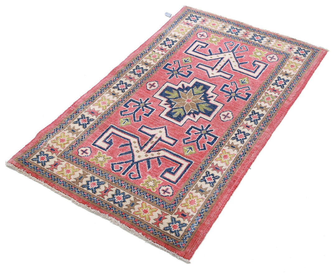 Hand Knotted Tribal Kazak Wool Rug 2' 5" x 4' 5" - No. AT59655